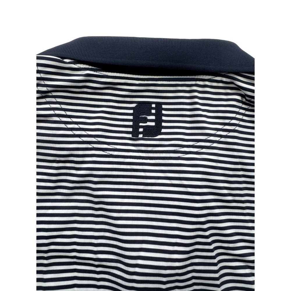 FootJoy Performance Golf Polo Shirt Mens L Navy Blue White Stripe Golf Script H - Picture 8 of 11